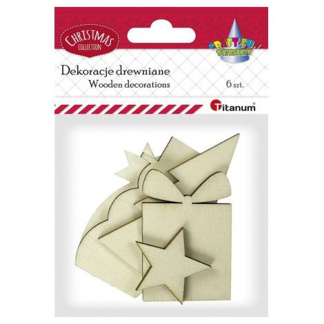 Dekoracje drewniane Titanum Święta, 6szt